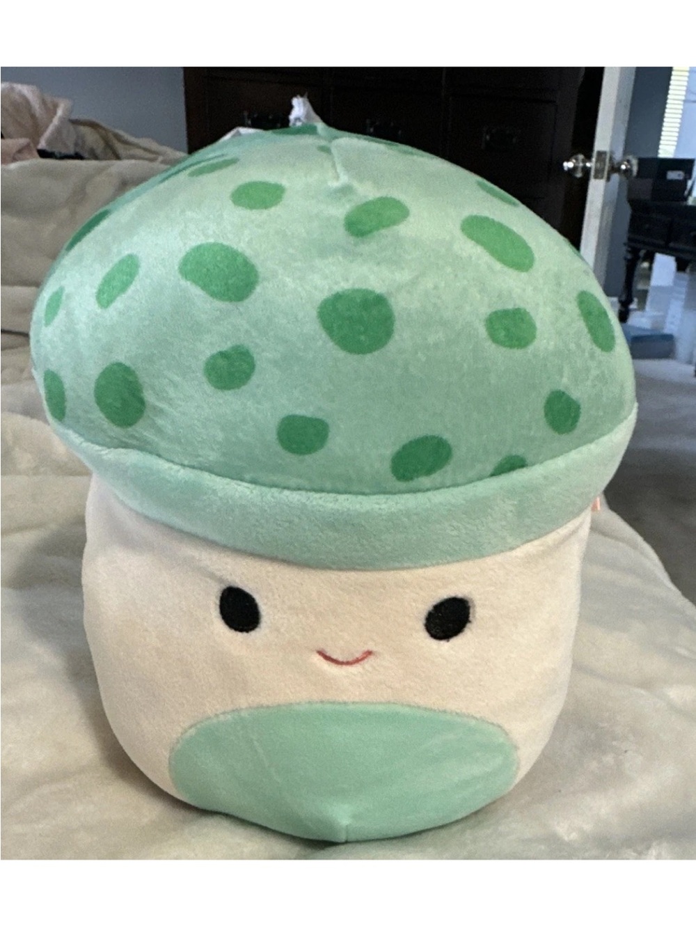 Squishmallows Mint Green Polka Dot Mushroom Plush Pillow
